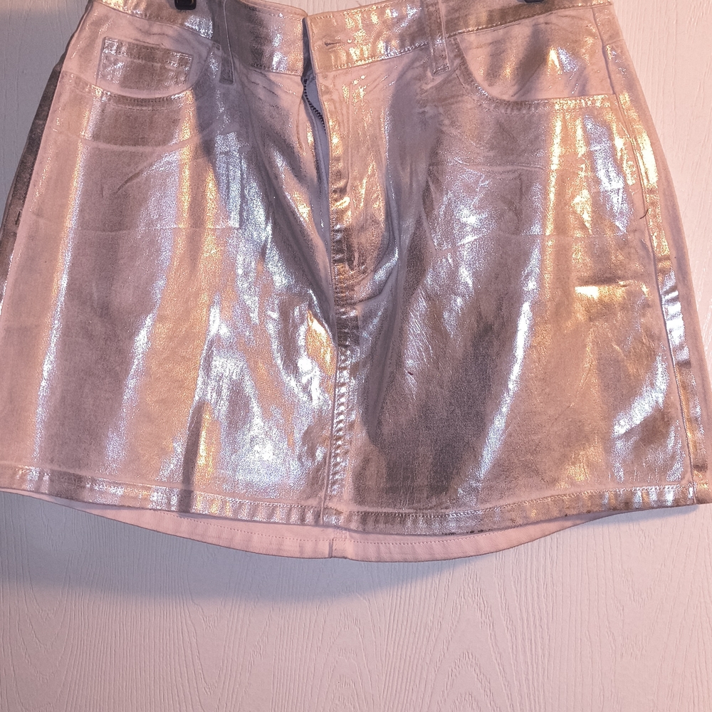 Gianni Bini Shimmering Silver Mini Skirt